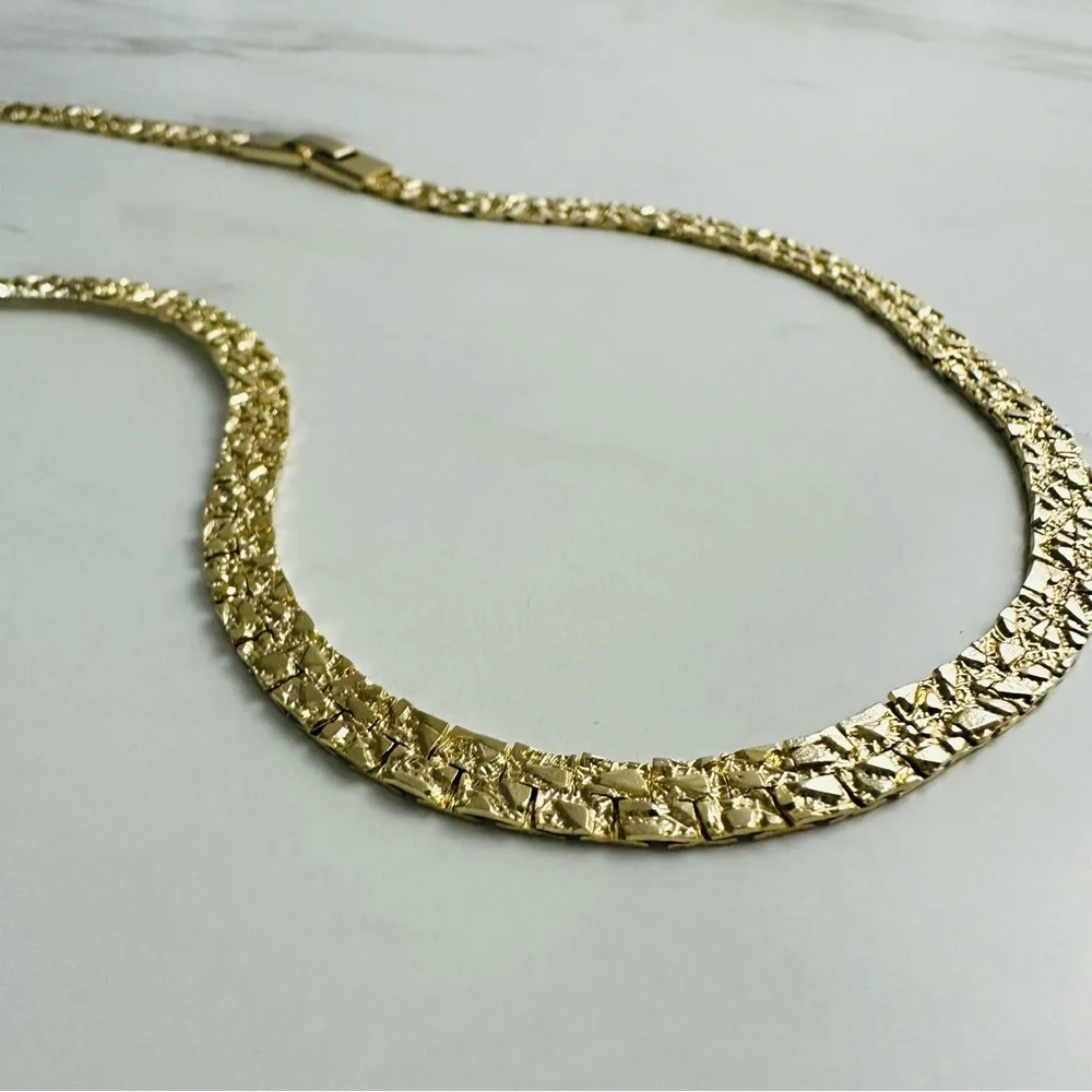 Golden Nugget Style Vintage 24” Gold Plated Necklace - Picture 6 of 13